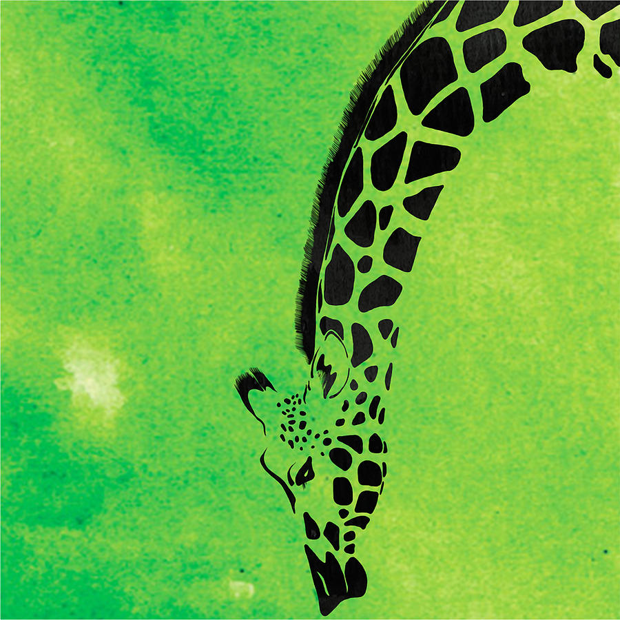 Giraffe Animal Decorative Green Wall Poster 3 - by Diana Van Painting ...