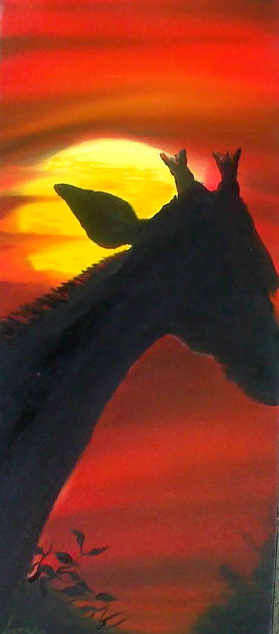 Giraffe At Sunset four Painting by James Dunbar