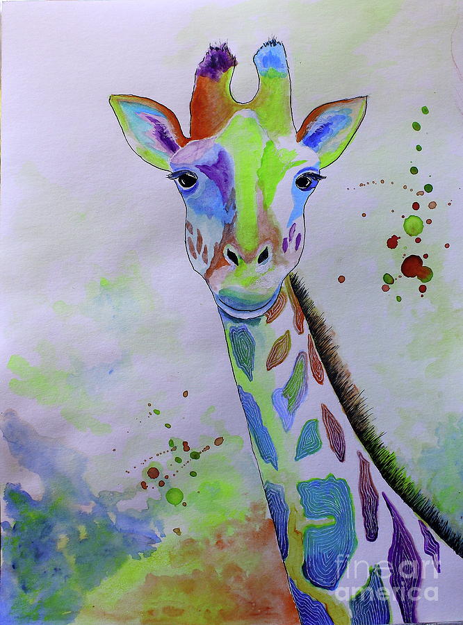 Wildlife Painting - Giraffe by Barbara Teller