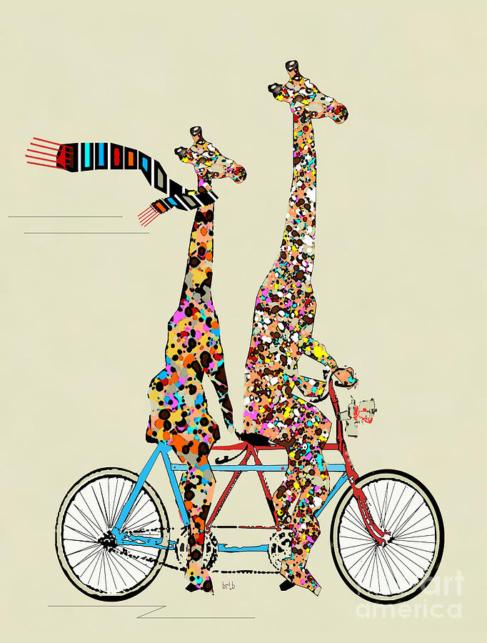 Giraffes Painting - Giraffe Days Lets Tandem by Bri Buckley