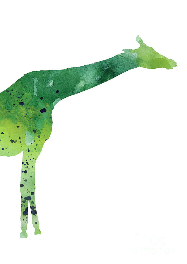 Giraffe Painting - Giraffe drawing watercolor art print by Joanna Szmerdt