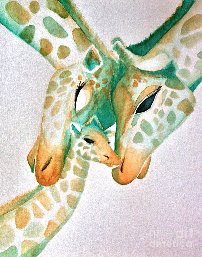 Wildlife Painting - Giraffe Family by Shayla Tansey