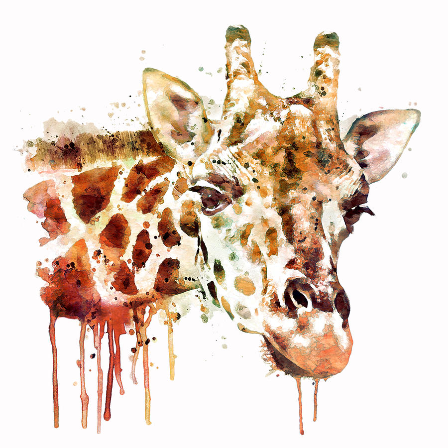Giraffe Head Painting by Marian Voicu