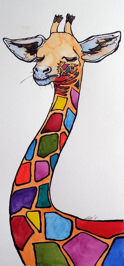 Giraffe Painting by Kovacs Anna Brigitta