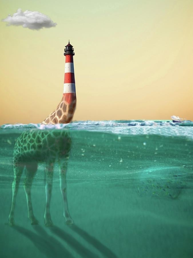 Giraffe Lighthouse Digital Art by Keshava Shukla