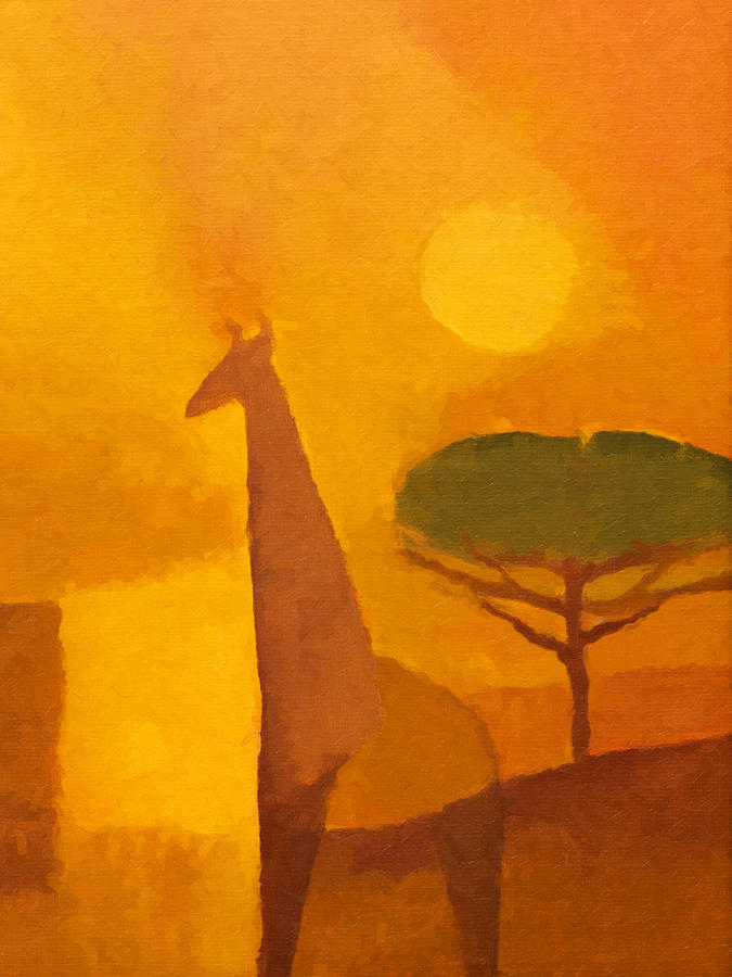 Giraffe Painting by Lutz Baar