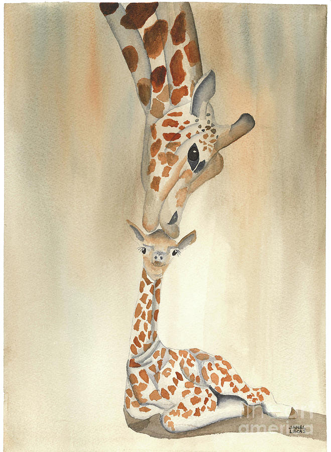 Mom and Baby Giraffe Monogram C