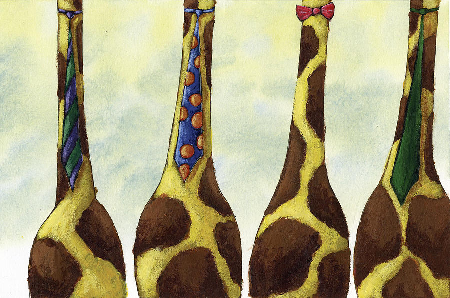 Giraffe Neckties Painting by Christy Beckwith