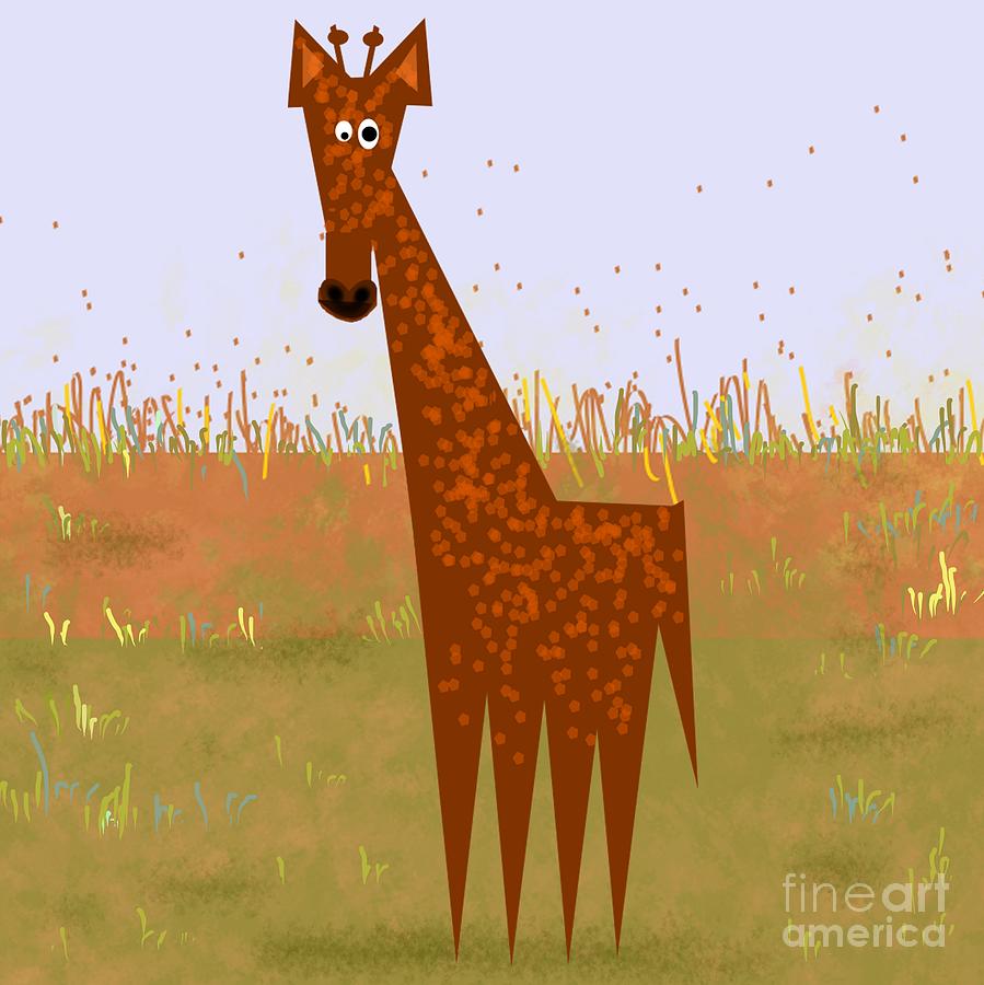 Abstract Digital Art - Giraffe on the Savannahs by Yolande Anderson