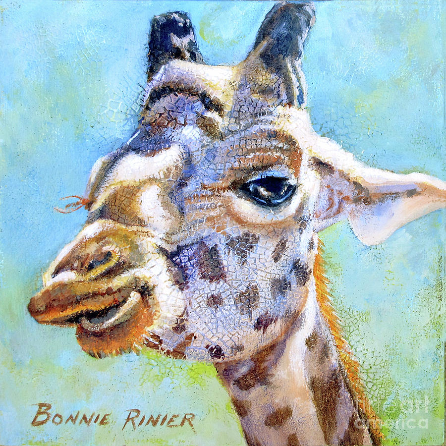Giraffe Portrait Painting by Bonnie Rinier
