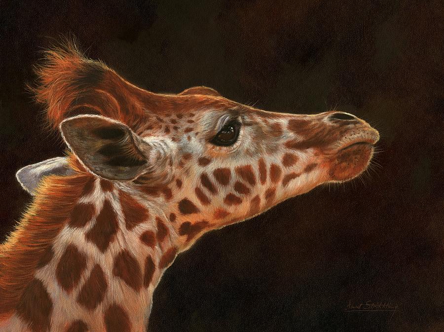 Giraffe Painting - Giraffe Profile by David Stribbling
