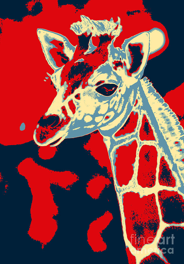 Giraffe Warhol Style Digital Art by John Rizzuto