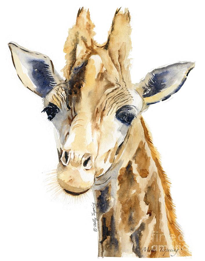 Giraffe Watercolor Painting by Melly Terpening