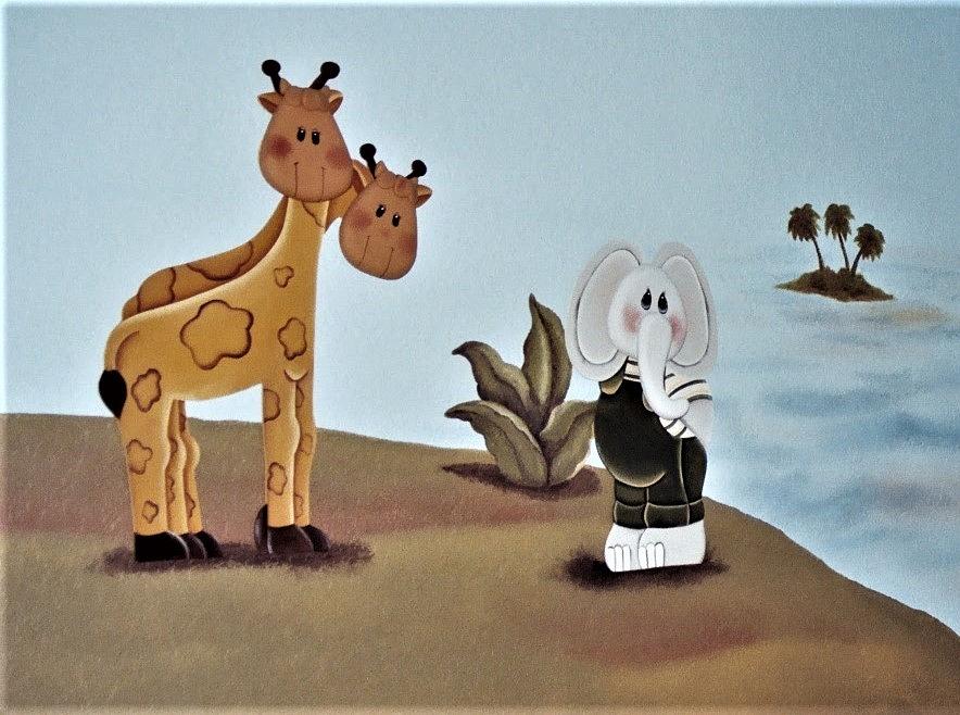 Giraffes, Elephants and Palm Trees by Suzn Smith Giraffes, Elephants and Palm Trees by Suzn Smith