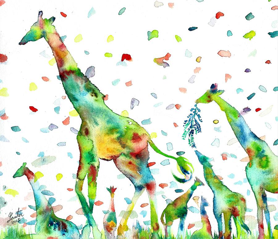 Giraffes Galore.1 Painting by Fabrizio Cassetta