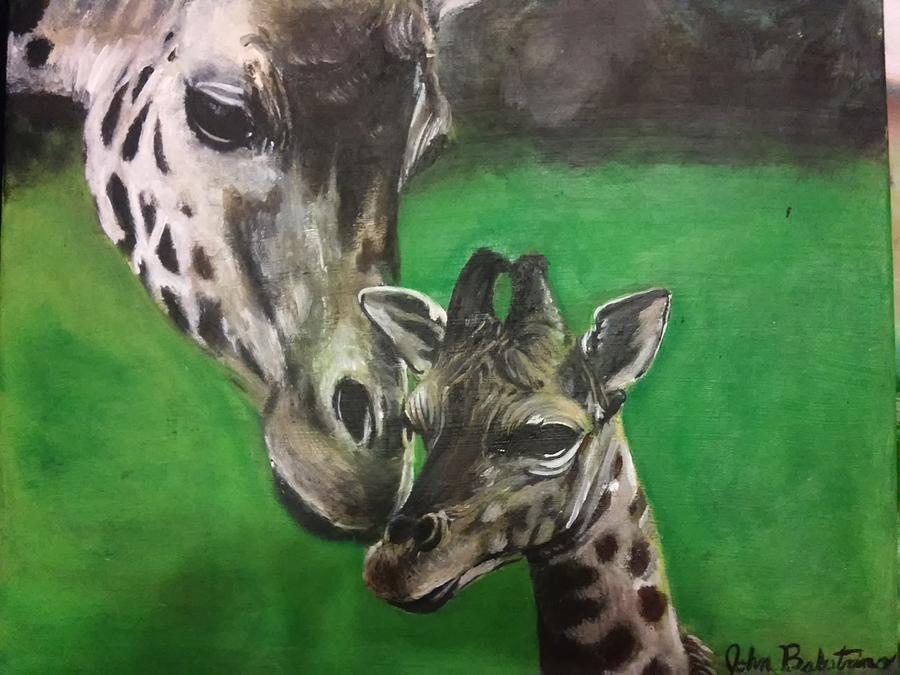 Giraffe Painting - Giraffes by John Balestrino