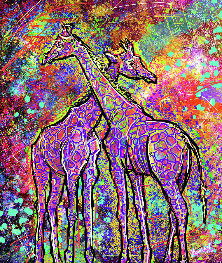 Elephant Digital Art - Giraffes by Morgan Richardson Elephant Digital Art - Giraffes by Morgan Richardson