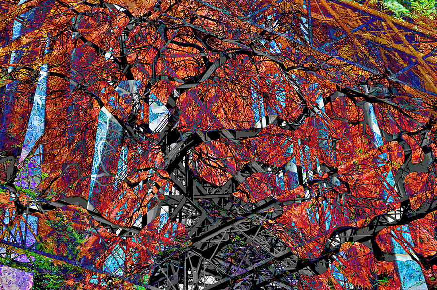 Abstract Digital Art - Girder Treed Abstract by Mary Clanahan
