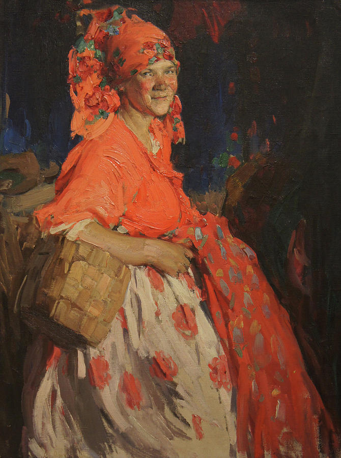 Girl Painting by Abram Arkhipov
