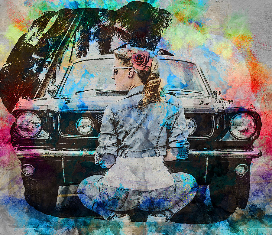 Girl and car Mixed Media by Nenad Vasic