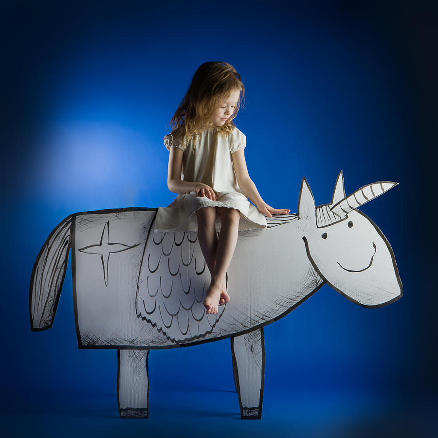 Unicorn Photograph - Girl And Her Unicorn by Eva Miliuniene