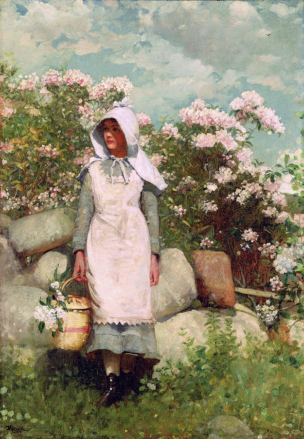 Girl and Laurel by Winslow Homer 1879 Painting by Winslow Homer