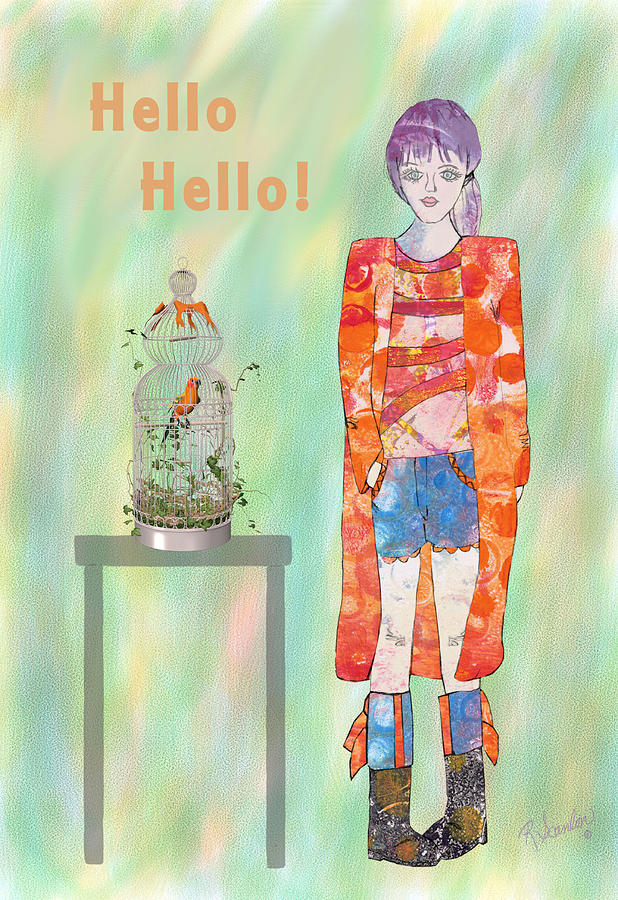 Parrot Mixed Media - Girl and Parrot by Rosalie Scanlon