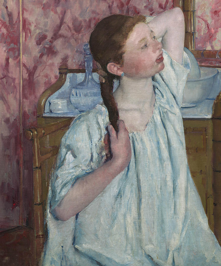 Girl Arranging Her Hair Painting by Mary Cassatt