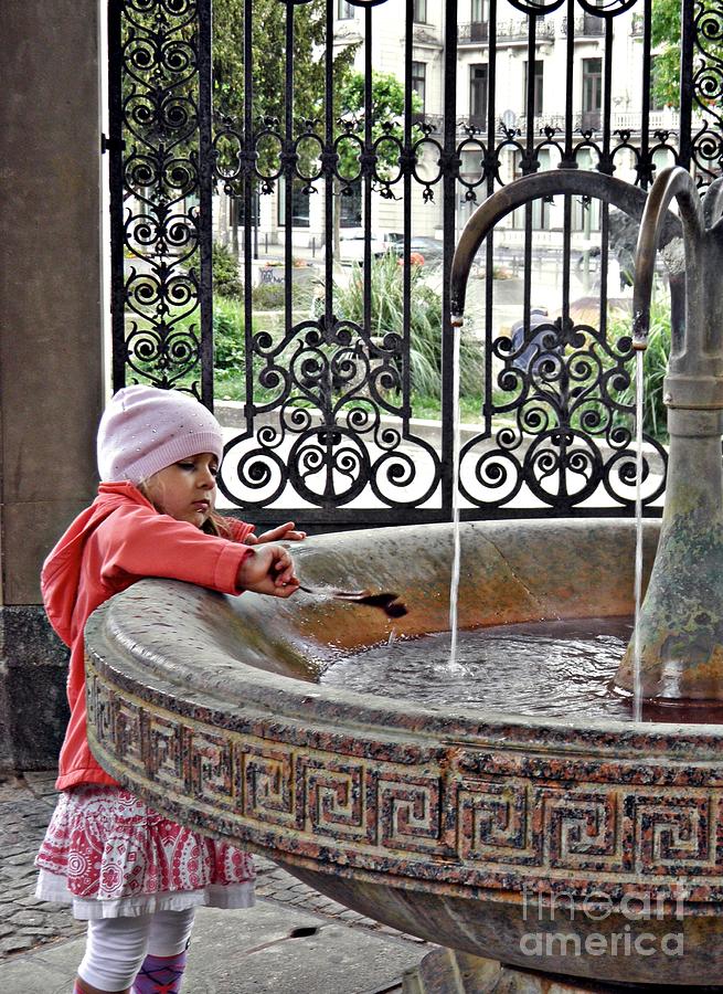 Girl at a Hot Spring Fountain in Wiesbaden  Photograph by Sarah Loft