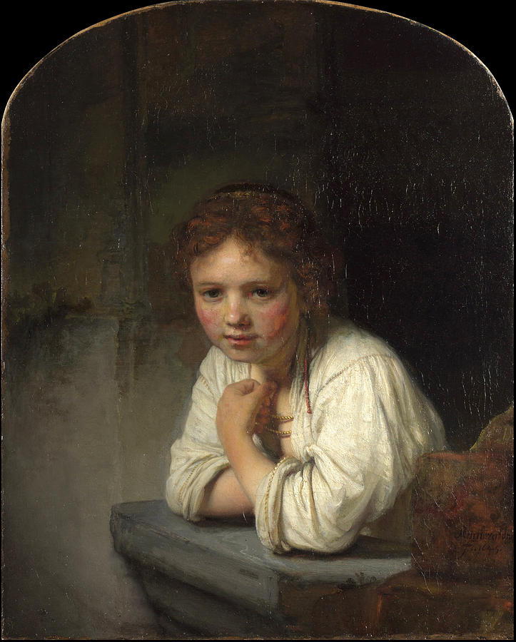 Rembrandt Painting - Girl at a Window  by Rembrandt