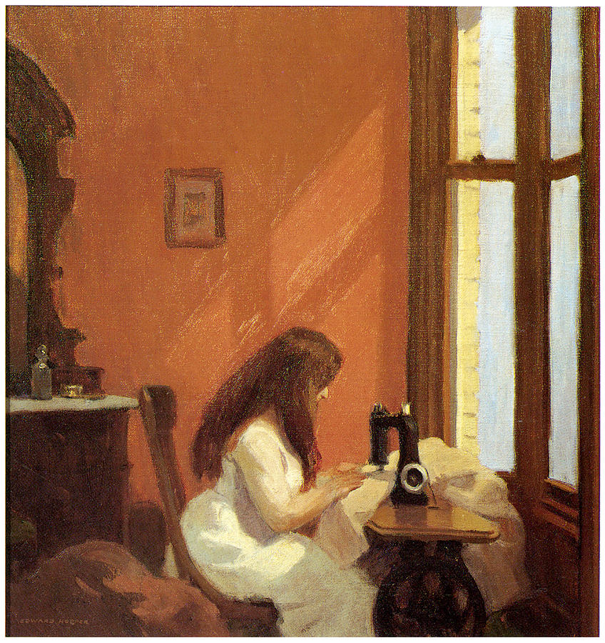 Edward Hopper Painting - Girl at Sewing Machine by Edward Hopper