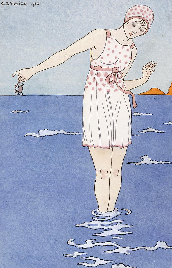 Georges Barbier Painting - Girl at the Beach by Georges Barbier