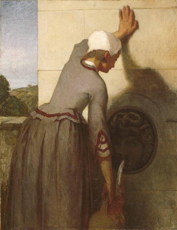 Girl at the Fountain Painting by William Morris Hunt