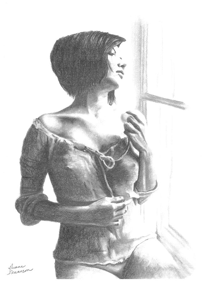 Nude Drawing - Girl at Window by Duane Isaacson