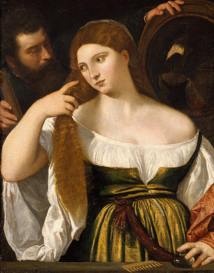 Girl Before the Mirror, from after 1515 Painting by Titian