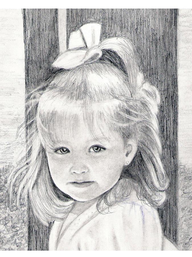 Children Drawing - Girl by the Tree by Raissa Davis Children Drawing - Girl by the Tree by Raissa Davis