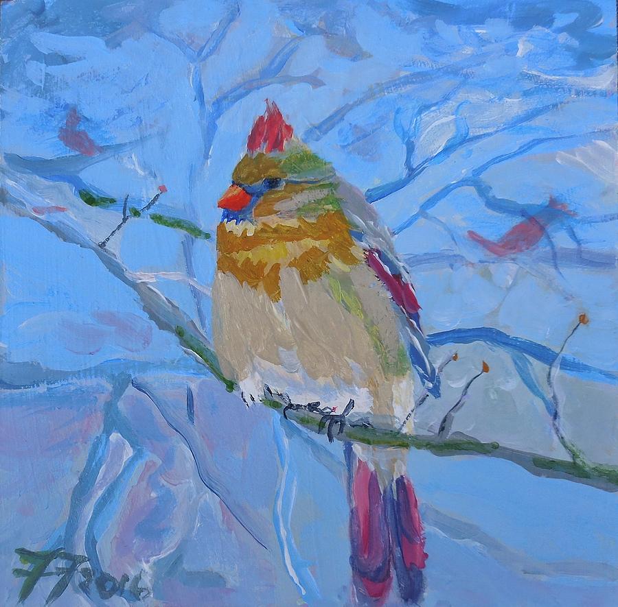 Girl Cardinal Painting by Francine Frank