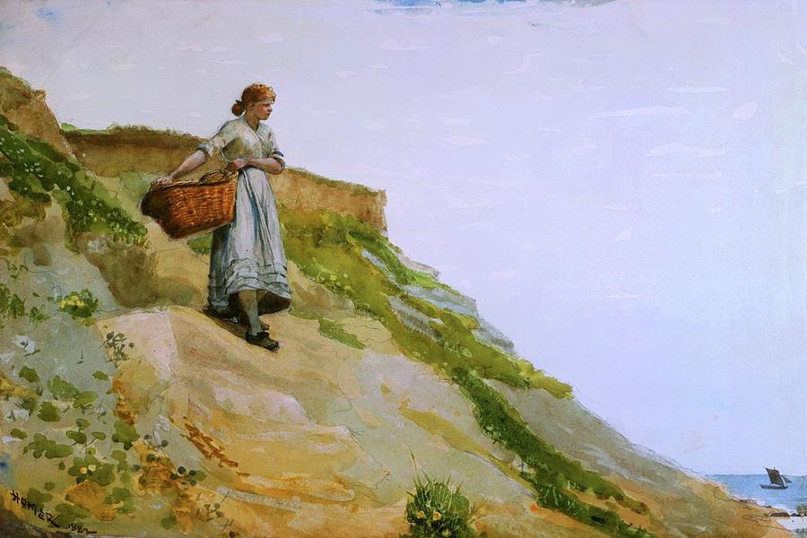 Girl Carrying a Basket by Winslow Homer 1882 Painting by Movie Poster Prints