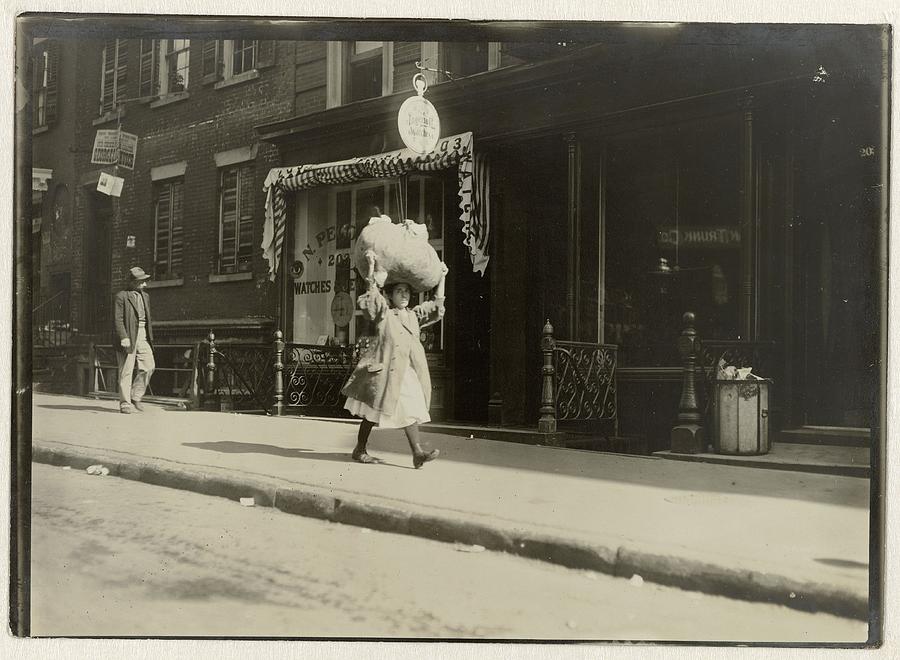 Lewis Wickes Hine Painting - Girl Carrying Homework thro Greenwich Village, Lewis Wickes Hine, c. 1909 by Adam Asar