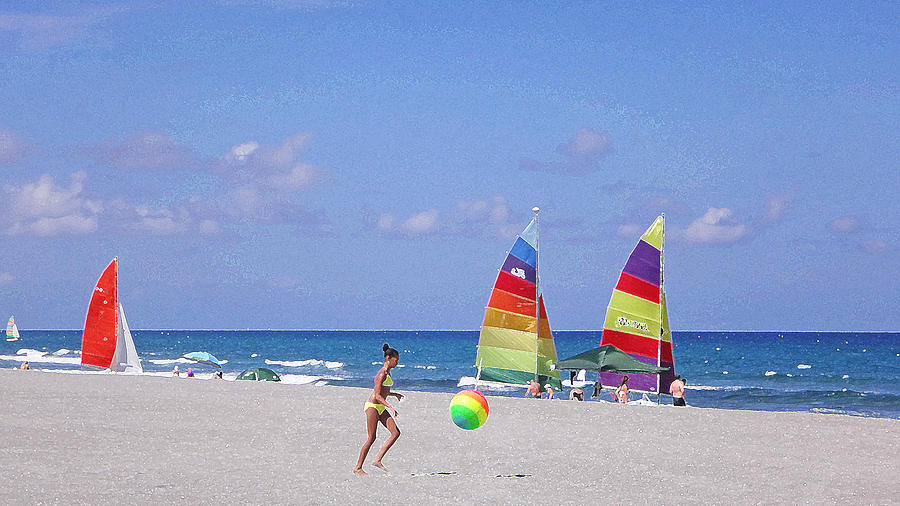 Girl Chasing Beach Ball Photograph by Lawrence S Richardson Jr