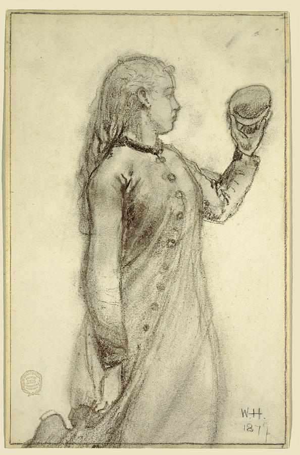 Girl Holding a Shell, 1879 Drawing by Winslow Homer