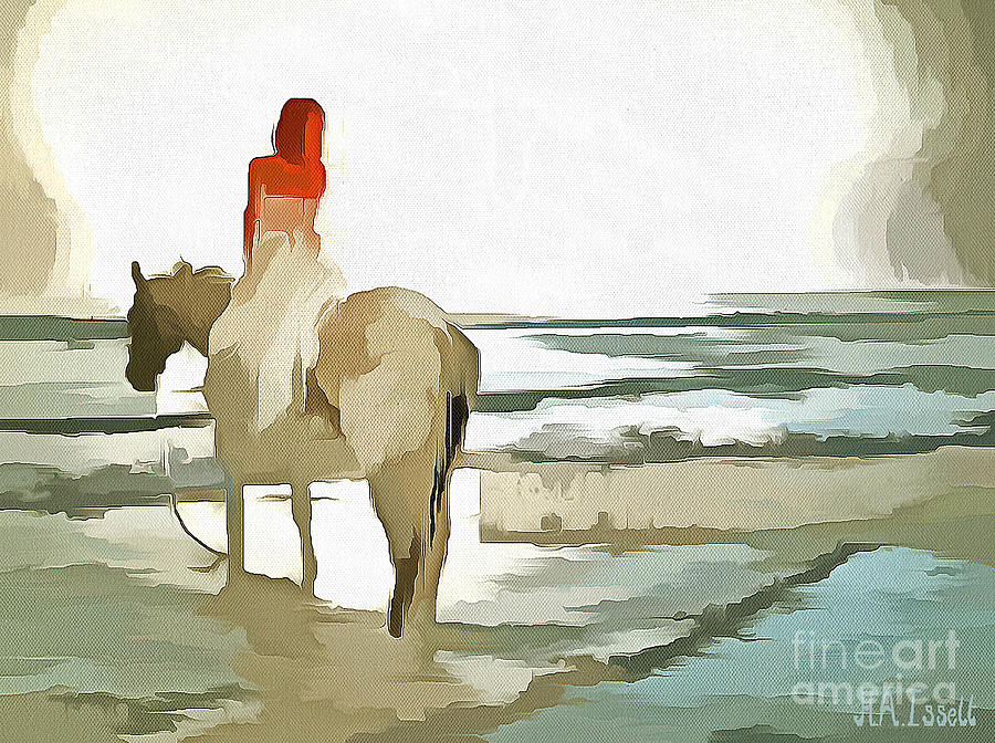 Girl, horse and beach II Digital Art by Humphrey Isselt
