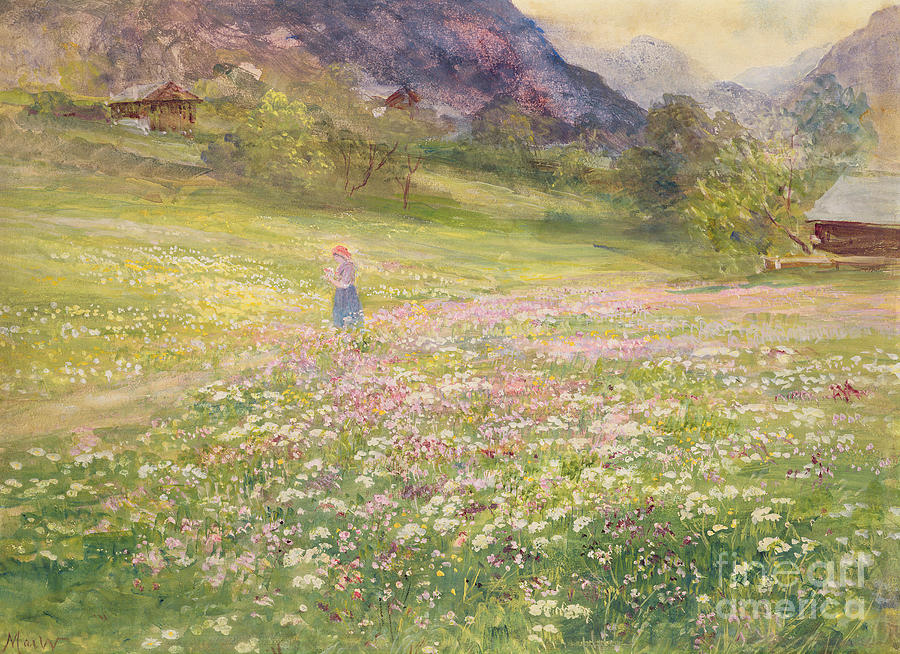 Girl in a Field of Poppies Painting by John MacWhirter