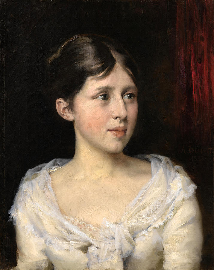 Girl in a White Dress Painting by Albert Edelfelt