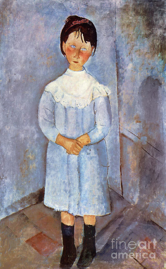 Girl in Blue, 1918 Painting by Amedeo Modigliani