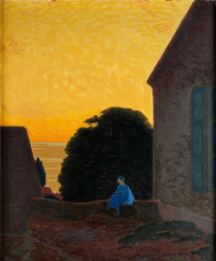 Girl in Blue on a Summer Evening in Visby Painting by Pelle Svedlund