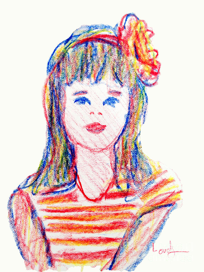 Girl in Crayons Painting by Candace Lovely