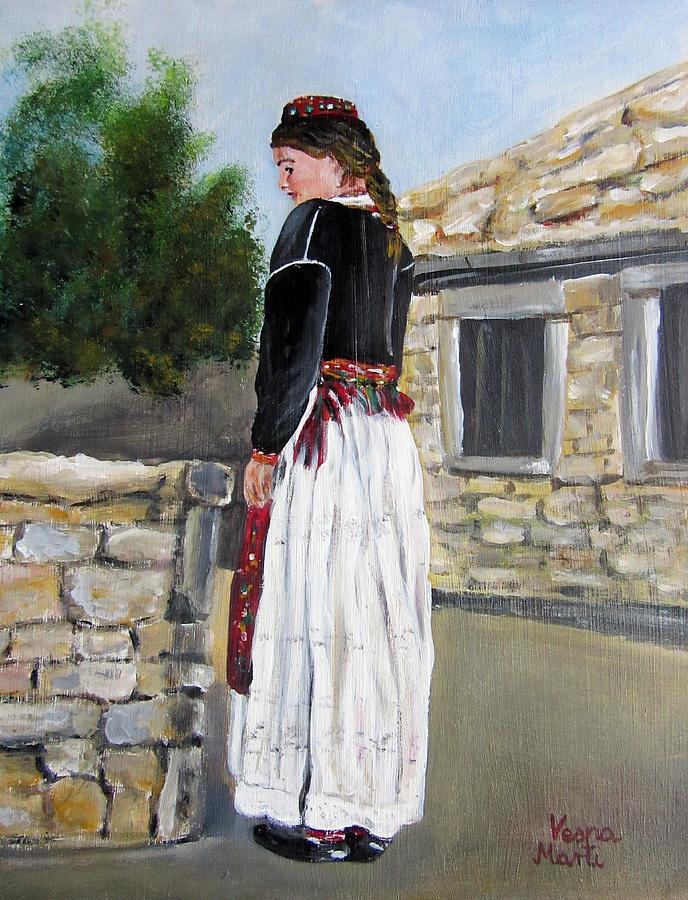  Girl In Folk Costume Painting by Vesna Martinjak