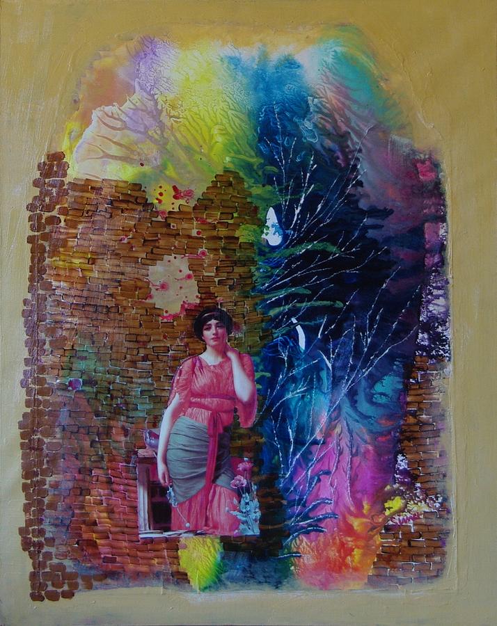 Girl in front of the break wall. Painting by Sima Amid Wewetzer