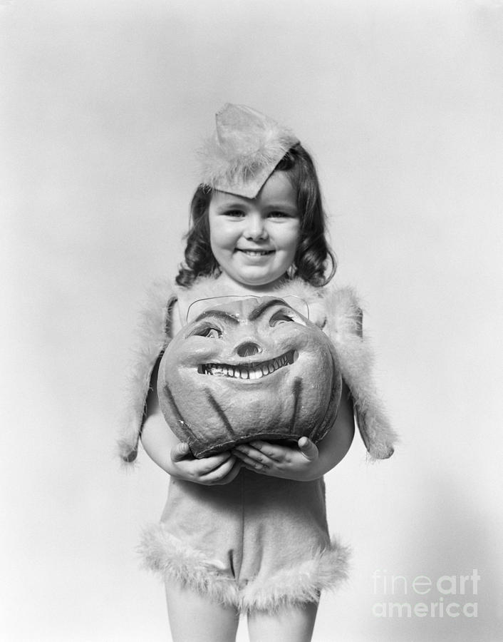 Girl In Halloween Costume, C.1930-40s Photograph by H. Armstrong Roberts/ClassicStock